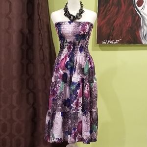 NWOT Floral Strapless Midi Dress